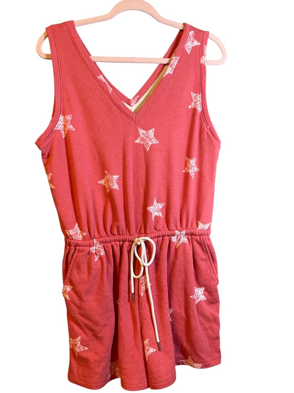 Lou & Gray Sleeveless Drawstring Romper - Coral Pink - Picture 6 of 6